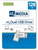 Pendrive, 128GB, USB 3.2 Gen1 + USB-C, alumínium ház, MYMEDIA Dual (by VERBATIM) (UMG128GAD)