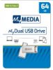 Pendrive, 64GB, USB 3.2 Gen1 + USB-C, alumínium ház, MYMEDIA Dual (by VERBATIM) (UMG64GAD)