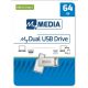 Pendrive, 64GB, USB 3.2 Gen1 + USB-C, alumínium ház, MYMEDIA Dual (by VERBATIM) (UMG64GAD)