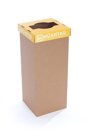 Szelektív hulladékgyűjtő, újrahasznosított, 50 l, RECOBIN Office, sárga (URE001)