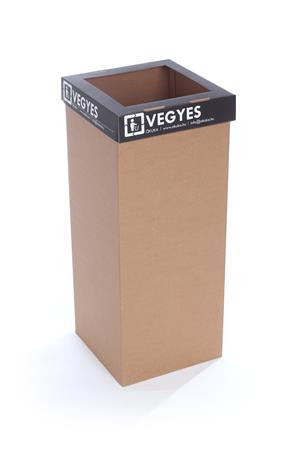 Szelektív hulladékgyűjtő, újrahasznosított, 50 l, RECOBIN Office, fekete (URE004)