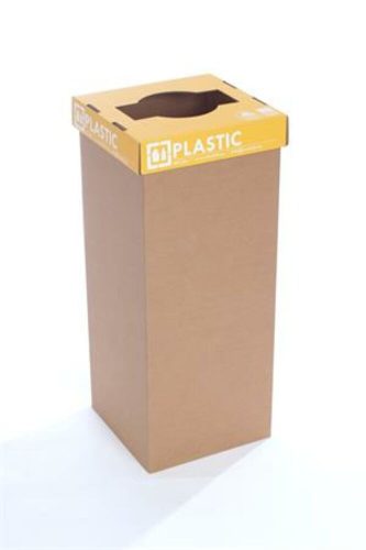 Szelektív hulladékgyűjtő, újrahasznosított, angol felirat, 50 l, RECOBIN Office, sárga (URE018)