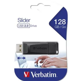 Pendrive, 128GB, USB 2.0, VERBATIM Slider, fekete (UV128GSF)
