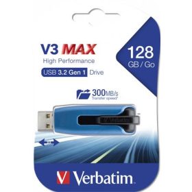   Pendrive, 128GB, USB 3.2, 175/80 MB/s, VERBATIM V3 MAX, kék-fekete (UV128GSM)