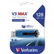 Pendrive, 128GB, USB 3.2, 175/80 MB/s, VERBATIM V3 MAX, kék-fekete (UV128GSM)
