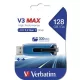 Pendrive, 128GB, USB 3.2, 175/80 MB/s, VERBATIM V3 MAX, kék-fekete (UV128GSM)