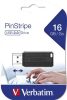 Pendrive, 16GB, USB 2.0, 10/4MB/sec, VERBATIM PinStripe, fekete (UV16GPF)