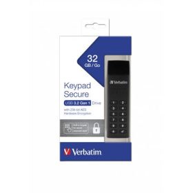   Pendrive, 32GB, USB 3.2, titkosítás, 160/130Mb/s, VERBATIM Keypad Secure (UV32GKS)