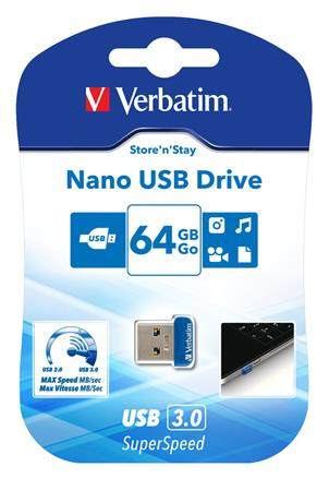 Pendrive, 64GB, USB 3.2, 80/25MB/s, VERBATIM Nano (UV64GNS)
