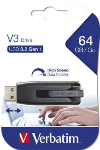 Pendrive, 64GB, USB 3.2, 80/25 MB/s, VERBATIM V3, fekete-szürke (UV64GS)