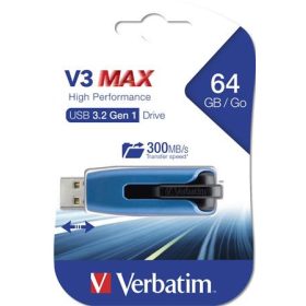   Pendrive, 64GB, USB 3.2, 175/80 MB/s, VERBATIM V3 MAX, kék-fekete (UV64GSM)
