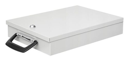 Fém dokumentum tároló doboz, A4, 35,5x26x6,7 cm, WEDO világos szürke (UW020)