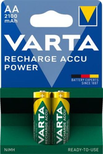 Tölthető elem, AA ceruza, 2x2100 mAh, előtöltött, VARTA Power (VAKU01)