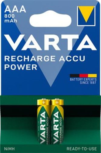 Tölthető elem, AAA mikro, 2x800 mAh, előtöltött, VARTA Power (VAKU03)