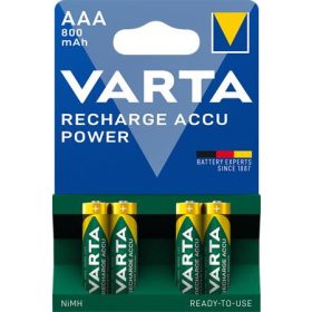   Tölthető elem, AAA mikro, 4x800 mAh, előtöltött, VARTA Power (VAKU04)