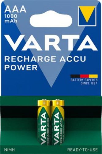 Tölthető elem, AAA mikro, 2x1000 mAh, előtöltött, VARTA Power (VAKU13)