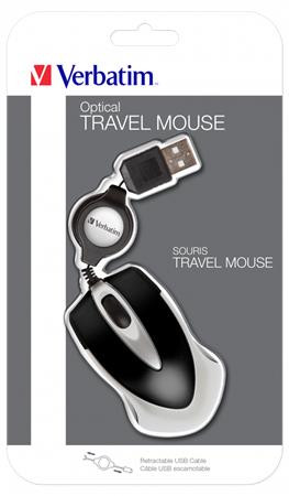 Egér, vezetékes, optikai, kisméret, USB, VERBATIM Go Mini, ezüst-fekete (VE49020)
