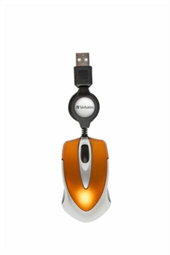 Egér, vezetékes, optikai, kisméret, USB, VERBATIM Go Mini, ezüst-lávaszínű (VE49023)
