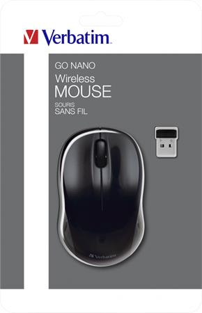 Egér, vezeték nélküli, optikai, közepes méret, USB, VERBATIM Go, fekete (VE49042)