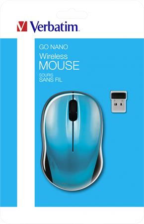 Egér, vezeték nélküli, optikai, közepes méret, USB, VERBATIM Go, karibikék (VE49044)