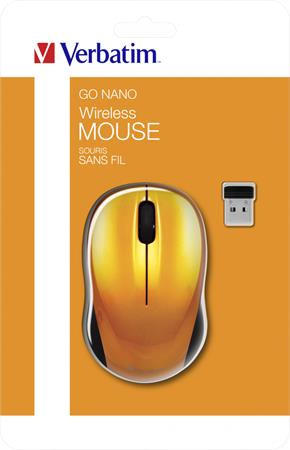 Egér, vezeték nélküli, optikai, közepes méret, USB, VERBATIM Go, lávaszínű (VE49045)