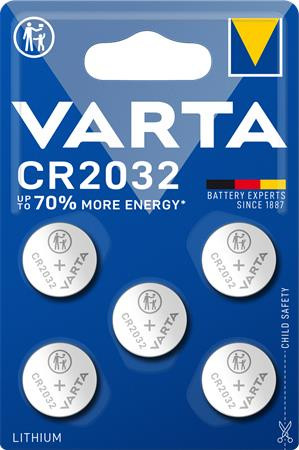 Gombelem, CR2032, 5 db, VARTA (VECR20325)