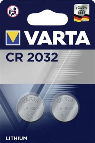 Gombelem, CR2032, 2 db, VARTA (VECR2032D)