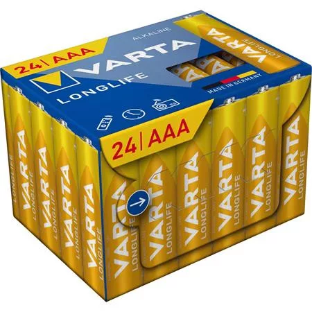 Elem, AAA mikro, 24 db, műanyagmentes, VARTA Longlife (VELEAAA24R)