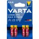 Elem, AAA mikro, 4 db, VARTA Longlife Max Power (VEMTAAA4)