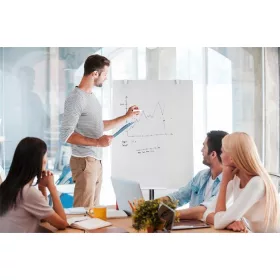   Flipchart üvegtábla, mobil, 75,5 × 106,5 cm, VICTORIA VISUAL (VFT630)