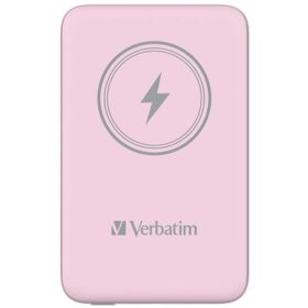   Power bank, mágneses (vezeték nélküli), 10.000mAh, VERBATIM MCP-10, rózsaszín (VHA32248)