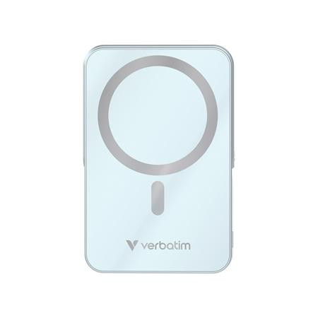 Power bank, külső akkumulátor, mágneses (vezeték nélküli), 10.000mAh, kitámasztó, VERBATIM Charge n Go, kék (VHA32266)