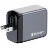 Hálózati töltő, 2xUSB-C PD (65W), USB-A QC 3.0, EU/UK/US, GaN, VERBATIM (VT32201)