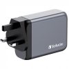 Hálózati töltő, 2xUSB-C PD (100W), USB-C PD (65W), USB-A QC 3.0, EU/UK/US, GaN, VERBATIM (VT32202)