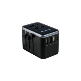   Utazóadapter, univerzális, USB-A(QC 3.0)/USB-C(PD61W)2xUSB, VERBATIM UTA-04 (VT49546)