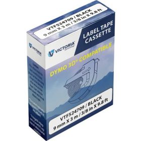   Feliratozógép szalag, 9 mm x 3 m, VICTORIA TECHNOLOGY, fekete (VTF524709)