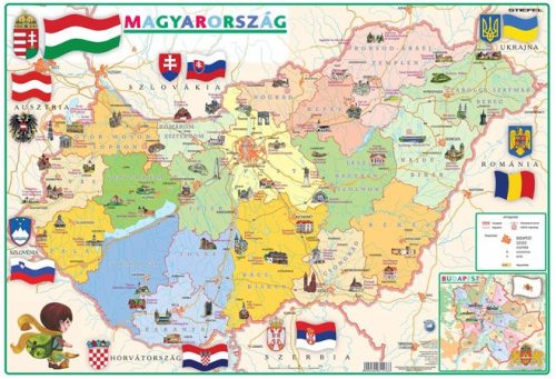 Könyökalátét, kétoldalas, STIEFEL, Gyerek Magyarország közigazgatása/domborzata (VTK22)