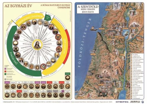 Könyökalátét, kétoldalas, A3, STIEFEL Katolikus egyházi év és Újszövetség térképe / Ószövetség (VTKA307)