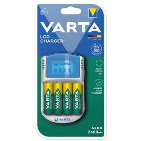   Elemtöltő, AA ceruza/AAA mikro, 4x2600 mAh AA, LCD kijelző, 12V USB, VARTA (VTL06)
