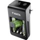 Elemtöltő, AA/AAA/9V, 4xAA 2100 mAh, LCD kijelző, VARTA Plug (VTL15)