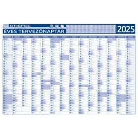   Éves tervező és projekt naptár, kétoldalas, fémléces, kék színű filctollal, 70x100 cm, 2026 évi, STIEFEL (VTPOSNAP)