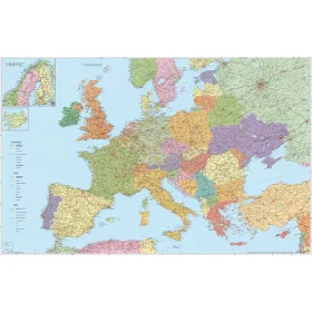   Falitérkép, 136x90 cm, fémléces, Európa autótérképe, STIEFEL (VTS27FL)