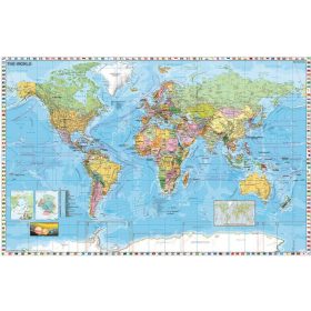   Falitérkép, 136x96 cm, fémléces, Föld országai, STIEFEL (VTS47FL)