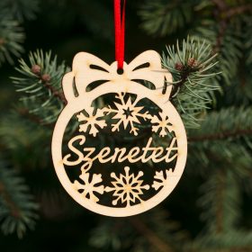   Fa karácsonyfadísz – Szeretet 5db, Fa karácsonyfadísz – Szeretet 5db