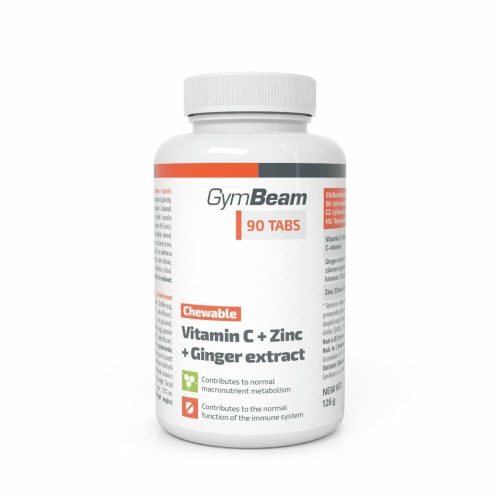 C-vitamin + cink + gyömbérkivonat rágótabletta - GymBeam - 90 db