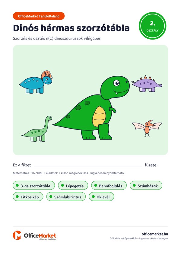 Dinós hármas szorzótábla – borító
