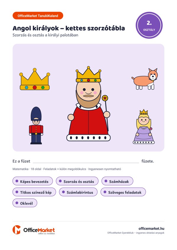 Angol királyok – kettes szorzótábla – borító