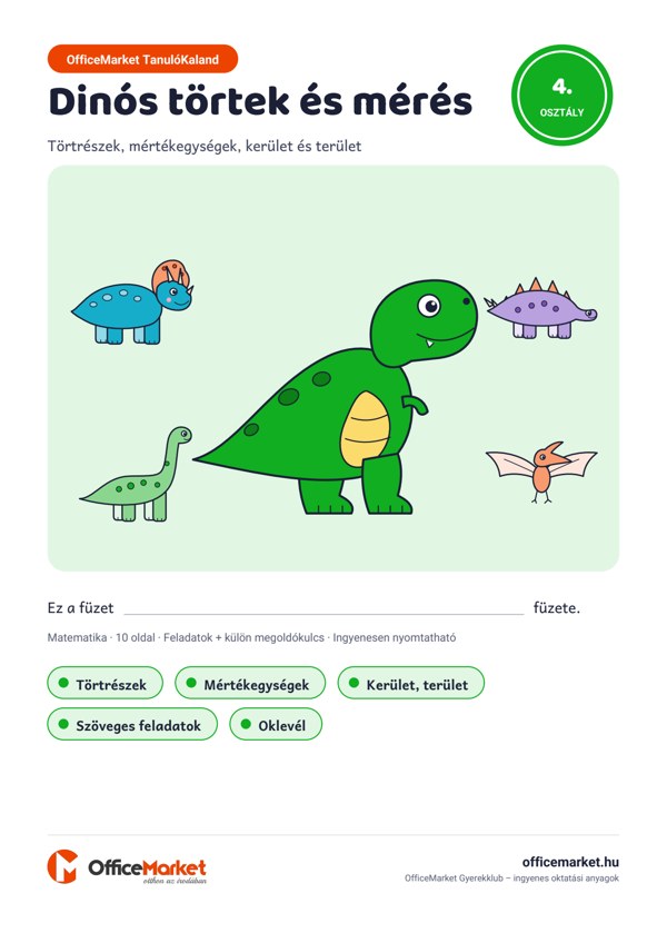 Dinós törtek és mérés – borító