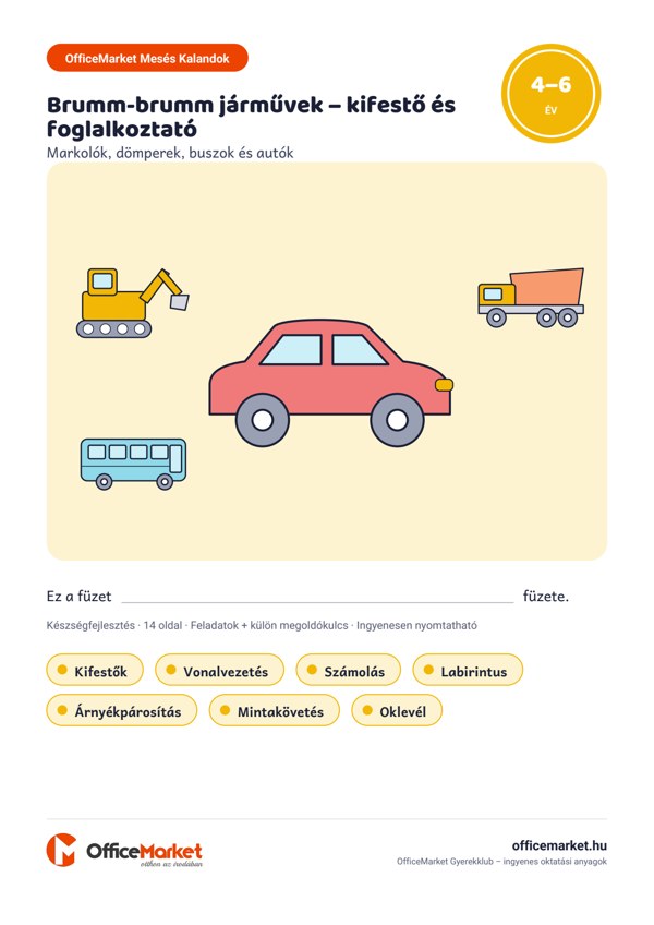 Brumm-brumm járművek – kifestő és foglalkoztató – borító