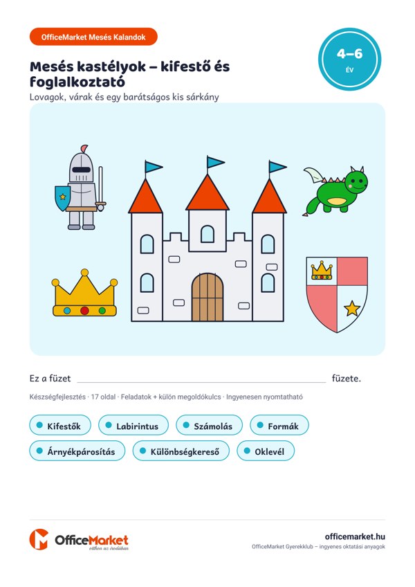 Mesés kastélyok – kifestő és foglalkoztató – borító